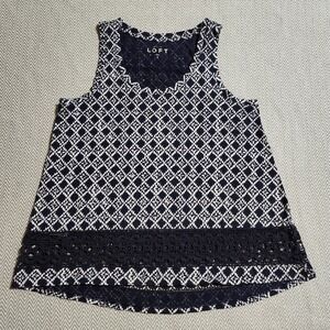 Ann Taylor Loft Blue White Cotton Blouse Size Small Womens Top